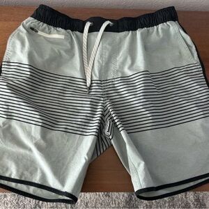 Men's Mint Green Striped Swim Trunks